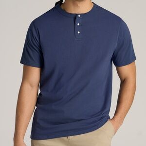 American Tall LJ&S REGULAR-FIT Jersey Henley Tee for Tall Men in Vintage Midnigh